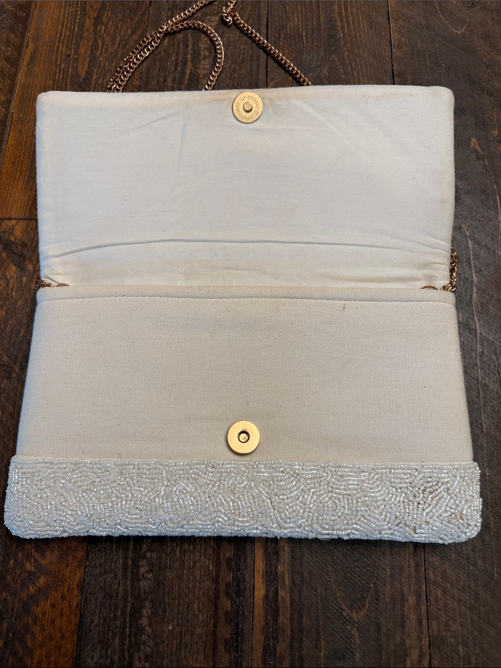 Shirdee Beaded Bride Clutch Crossbody Envelope Bag White Gold Glass Bead India - Picture 6 of 13